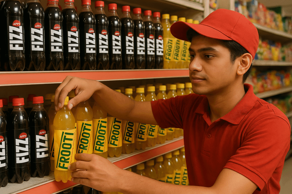 Merchandiser Organizing Beverages
