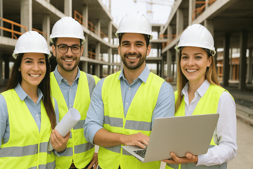 Cheerful Engineers on Site