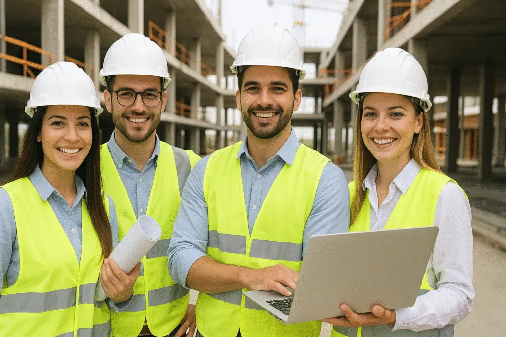 Cheerful Engineers on Site
