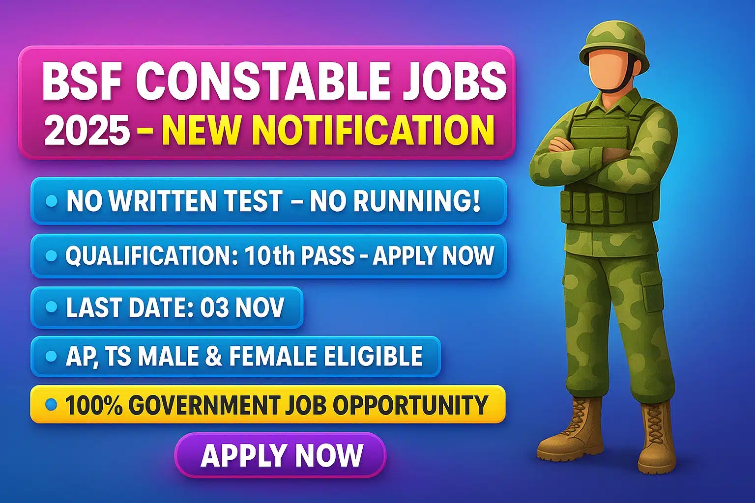 BSF Sports Quota Recruitment