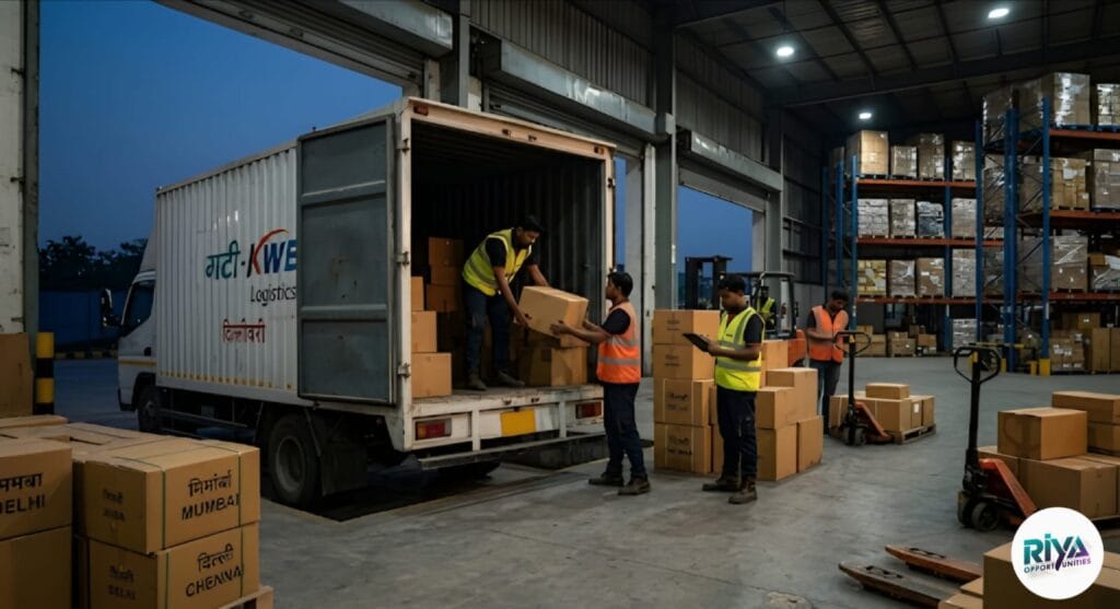 Loading cartons into trucks at Reliance Digital logistics warehouse