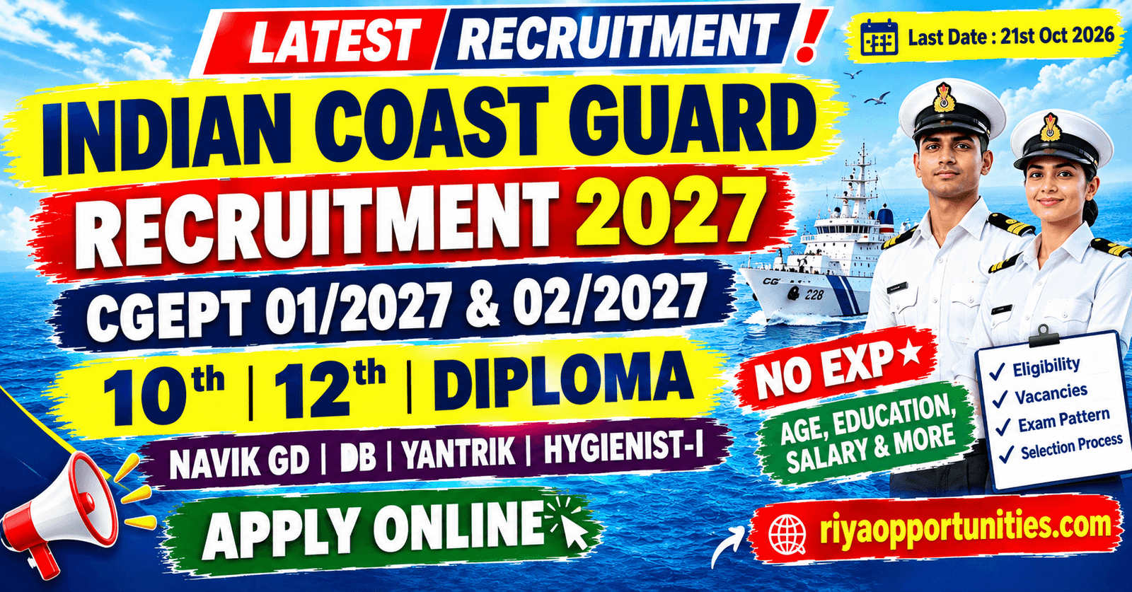 Indian Coast Guard Recruitment 2027 | Apply Online